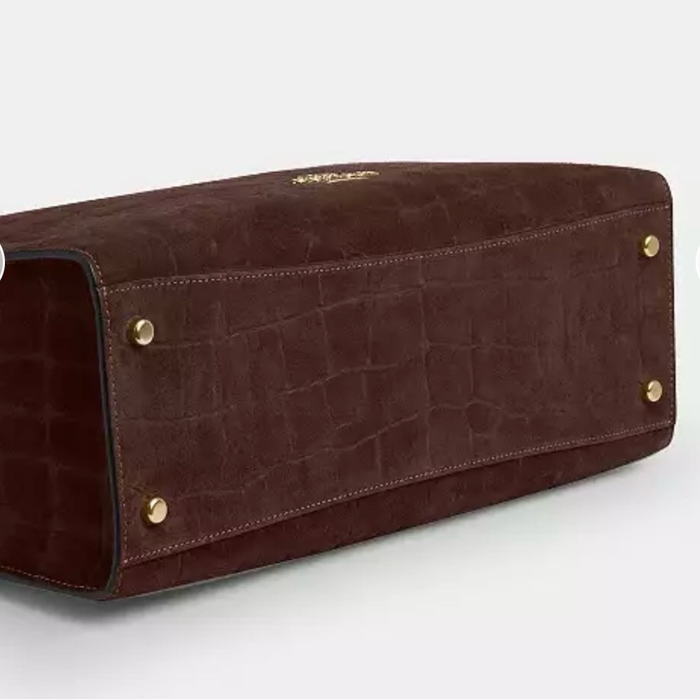 COACH Maggie Tote Bag CCC72 Crocodile-embossed suede and smooth leather NEW!! - Picture 7 of 9
